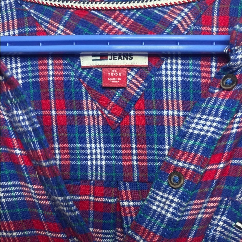 Stunning Women’s Tommy Jeans blue Red Plaid Shirt - Picture 3 of 6